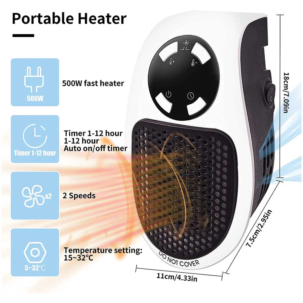 Electric mini heater, Alphawarmer electric heating, low energy consumption, ultralight, remote-controlled